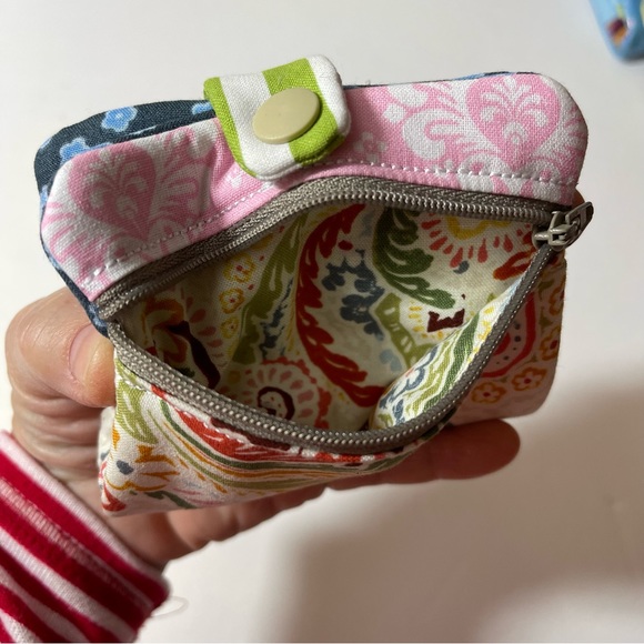 Small floral fabric wallet handmade snap and zip with fully lined pocket - Picture 2 of 6